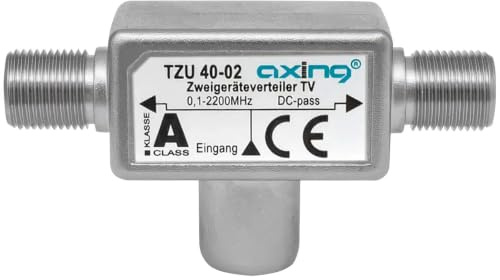 Axing TZU 40-02 2-Fach Verteiler Sat (0,1 bis 2200 MHz) zum Aufstecken auf Satelliten-Anschluss