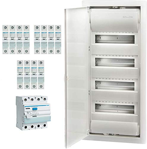 TM: Hager Verteiler Unterputz 4x12 TE inkl. Bestückung / 1x VU48NC, 12x LS MBN116, 1x FI CDA440D