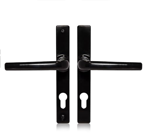 Schlosser Technik Uros Matt Black Ferco Door Handle Replacement (PZ 70mm, Screw Hole Distance 180mm, Overall 205mm), UPVC Front Door Handle Compatible with GU Ferco Locking System.