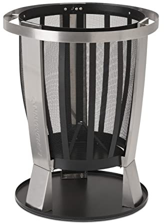 LANDMANN 11804 Feuerkorb | Mit Meshgitter zum Schutz vor Funkenflug & Integriertem Holzaufsteller | Blenden und umlaufender Tragerand aus Edelstahl | Korpus und Bodenplatte lackiert [55 x 55 x 69 cm]
