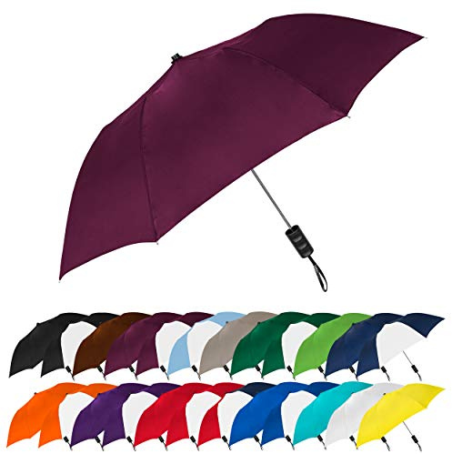 The Spectrum Popular Style 42 Automatic Open Compact Travel Umbrella for Rain, Wind & Sun, Sturdy Lightweight Small Portable Stick Umbrella for Men and Women, Burgundy