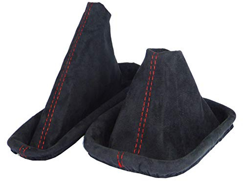 Schaltsack für BMW 3er e36 Set mit Handbremsmanschette - Bj. 1990 - 2000 - Schwarz - Rot - Schaltmanschette Manschette für Schaltung & Handbremse Handbremssack - Abdeckung Feststellbremse - A0102