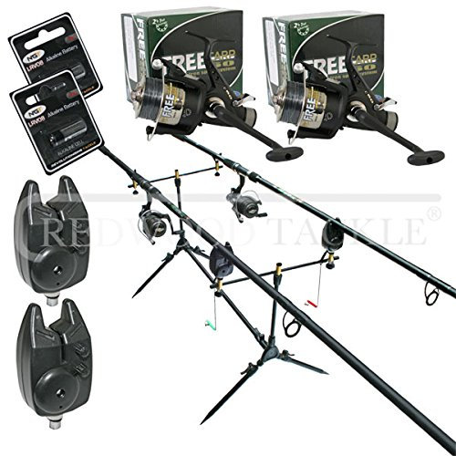 HUNTER Fishing Kit Rods, Bait Runner Reels, Line, Carp Pod,+ Alarms
