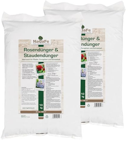HaGaFe Rosendünger & Staudendünger Ideal Auch Für Flieder Forsythien Und Schneeball - Mit Kalium, 20kg (2x10kg)