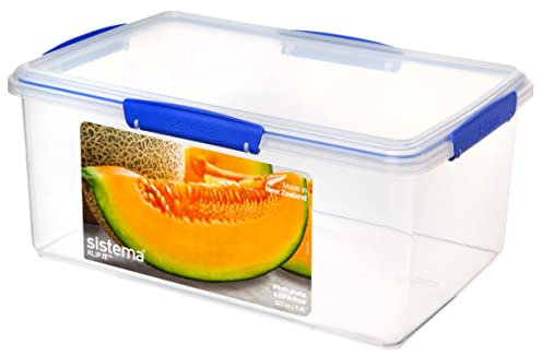 Sistema KLIP IT Food Storage Container | 9.6 L | Stackable & Airtight Fridge/Freezer Food Box with Lid | BPA-Free Plastic | Blue Clips | 1 Count