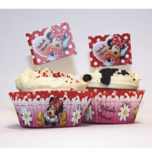 Amscan Disney Minnie Mouse 48-Piece Cup Cake Kit, Red