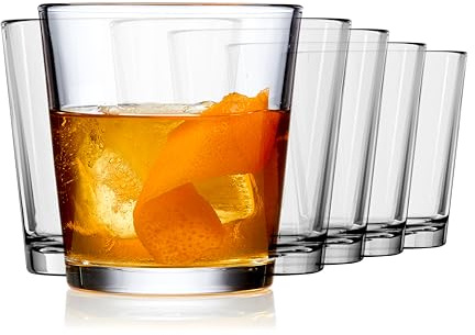 Libbey Bar Essentials Double Old Fashioned Glasses, 12 oz, Clear Restaurant Quality Drinking Glasses Set of 6, Modern Rocks Glass Set for Everyday Use