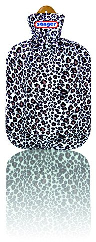 Wärmflasche 2 L inkl. Velourbezug, Wärmeflasche mit Bezug Jaguar