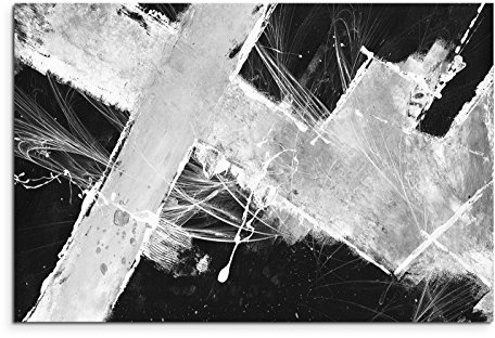 Sinus Art Abstrakt 1185-120x80cm SCHWARZ-Weiss Bilder - Wandbild Kunstdruck in XXL Format - Fertig Aufgespannt – TOP - Leinwand - Wand Bild - Kunst Bild - Wandbild abstrakt XXL