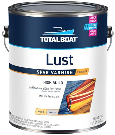 TotalBoat Lust Marine Varnish, High Gloss and Matte Finish for Wood, Boats, Outdoor Furniture (Matte, Gallon)