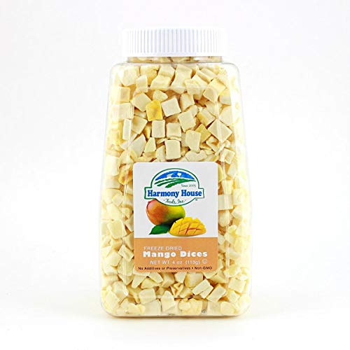 Harmony House Foods Freeze-Dried Mango, dices (4 oz, Quart Size Jar)