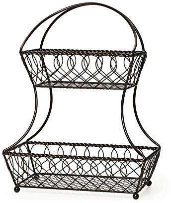 Mikasa 5154870 Gourmet Basics Wire 2-Tier Fruit Storage Basket, 45.7 cm (1½ ft), Black