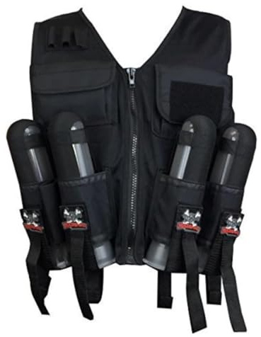 Maddog Lightweight Tactical Paintball Sport Vest with Paintball Tank Pouch and Paintball Pod Holder Attachments | Holds Up to 4 Pods & Tank Up to 90ci