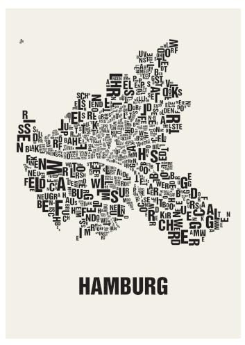 Hamburg Buchstabenort Schwarz auf Weiß (50x70 Siebdruck)