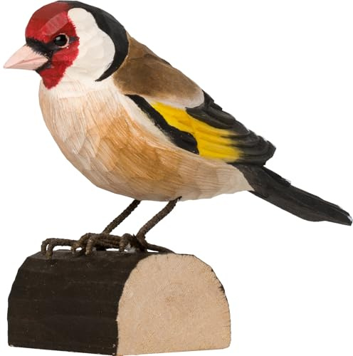 Wooden Goldfinch Ornament Hand Carved Decorative Bird Figurine Swedish DecoBird Goldfinch Gifts for Nature Lovers and Bird Enthusiasts - Wildlife Garden