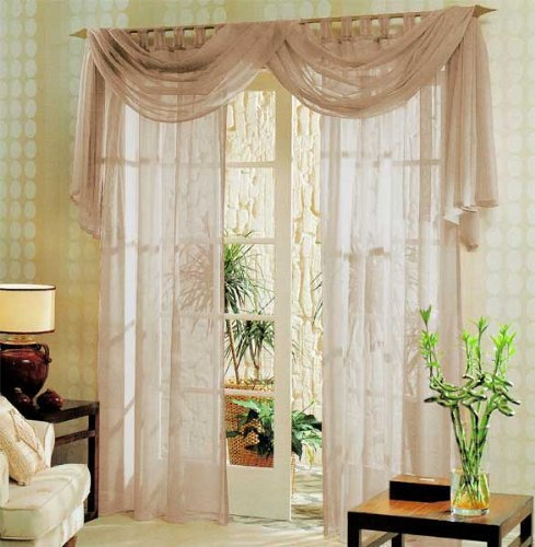 Voile komplett GARDINEN Set 3tlg., Sand, 60999