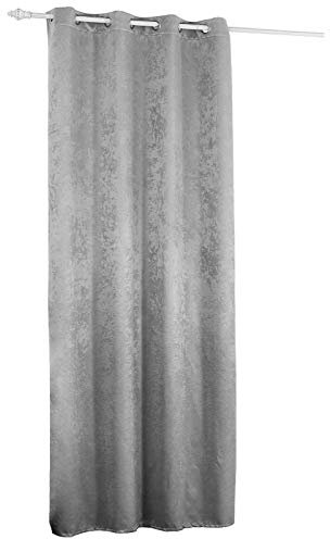 WOLTU Thermovorhang Kälteschutz wärmeisolierende Vorhänge Blickdicht mit Ösen, 250g/m² Schwere Verdunklungsvorhänge Damast Optik Gardinen Wohnzimmer Schlafzimmer, 135x245 cm Silbergrau (1 Stück)