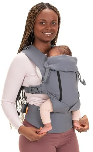Beco 8 Babytrage Neugeborene ab Geburt bis Kleinkind - Cool Hybrid Baby Trage mit verstellbarem Sitz - Babytrage ab Geburt - Ergonomischer Baby Tragegurt & Baby Carrier - 3-20 kg (Dunkelgrau)