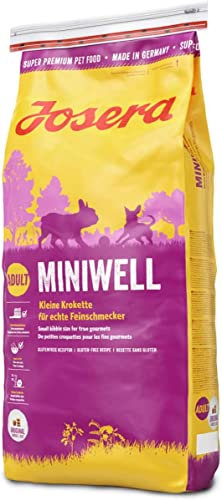 JOSERA Miniwell (1 x 15 kg) | Adult Mini | Premium Trockenfutter für ausgewachsene Hunde Kleiner Rassen | Geflügel & Reis | Kleine Kroketten | extraverträglich | weizenfrei | Hundefutter | 1er Pack