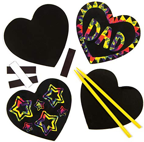 Baker Ross EK2413 Kratzbild-Magneten - Herz - scratch art für Kinder zum Basteln ideal zum Valentinstag und Muttertag (10 Stück), Sortiert