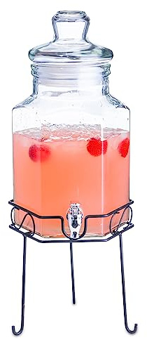 Hexagonal Glass Drinks Dispenser with Stand 197oz / 5.6ltr - Vintage Beverage Dispensers