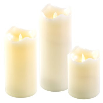 Britesta LED Echtwachs: Echtwachskerzen mit beweglicher LED-Flamme, 3er-Set (Kerzen bewegliche Flamme, Künstliche Kerzen wie Echt, Docht)