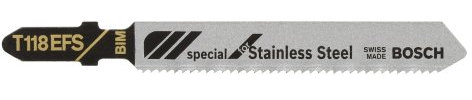 Bosch T118EFS 5-Piece 3-1/4 In. 18 TPI Basic for Stainless Steel T-Shank Jig Saw Blades, 3-1/4'' 18 TPI - 5 pcs