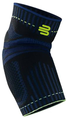 BAUERFEIND Unisex Ellenbogen-Sportbandage, für Ball- und Rückschlagsportarten, Stabilität am Ellenbogengelenk, Silikonring, Gr. XL, schwarz, 1 Stück