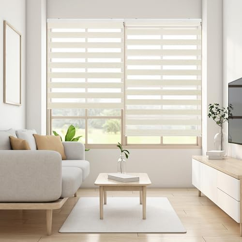 Blindecor Lira tenda a rullo giorno e notte, colore Lino, tenda per interni 140 x 250 cm (Larghezza x Altezza) | Dimensioni del tessuto 137 x 245 cm. Eleganti tende giorno e notte