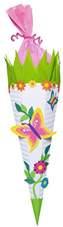 Ursus 9850016 - Schultüte Bastelset Schmetterling, sechseckig, Höhe ca. 68 cm, Duchmesser ca. 20 cm, inklusive Bastelanleitung und Vorlagebogen, zum Selbstbasteln, ideal für die Einschuluung