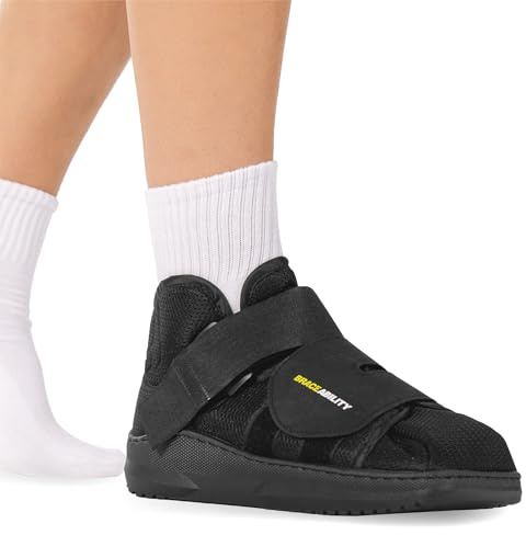 BraceAbility Chaussure de marche médicale à bout fermé - Chaussure de protection chirurgicale légère pour les pieds avec sangles réglables et attelle de chirurgie post-oignon ou Hammertoe