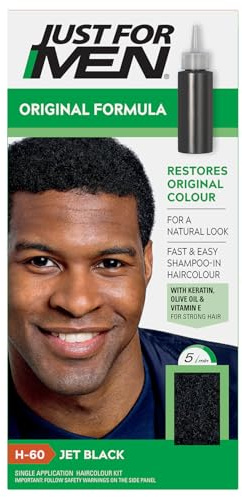 Just for men Original Formula Jet Black Hair Dye, Restores Original Colour for a Natural Look, H60