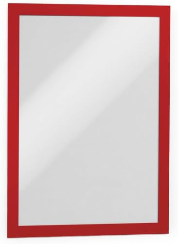 Durable Info-Rahmen Duraframe A4, selbstklebend, 10 Stück, rot, 488203 | Informationsrahmen, Dokumentenhalter mit Magnetverschluss, doppelseitige Lesbarkeit, Hoch- und Querformat, Made in Poland