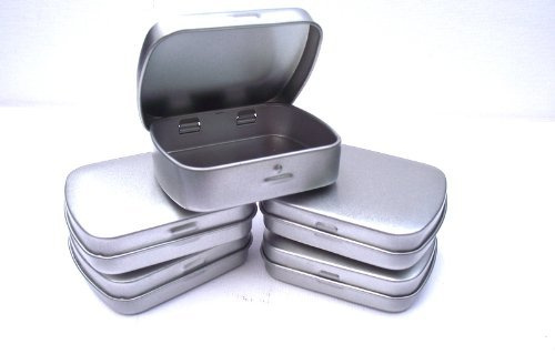 MD FlashLights Etc Ltd 5 x Silver Micro/Mini Hinged Mint/Storage Tins