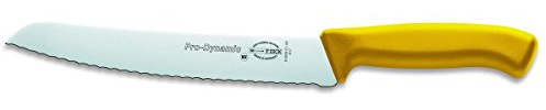 Dick Brotmesser mit Wellenschliff 21 cm - Griff- gelb - Messer für Brot, Weißbrot, Obst und Gemüse