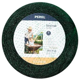 Perel Vogelschutznetz 4x5 m, grünes Netz mit 20 mm Maschenweite, Polyester-Pflanzenschutznetz für Obstbäume, Gemüse, Sträucher und Teiche, leichtes Gartennetz gegen Vogelschäden