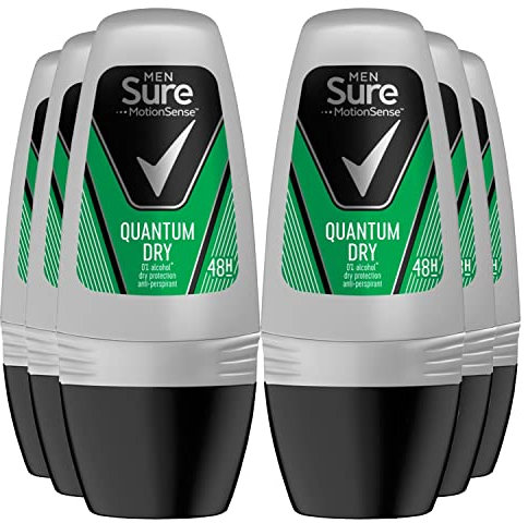 Sure Quantum Dry Anti-perspirant Roll On Pack Of 6 48h Protection Against Sweat And Odour MotionSense Technology Deodorant 50 Ml