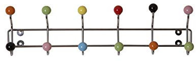 Delux Wandgarderobe mit 12 Haken, Chromoptik, bunte Keramikkugeln