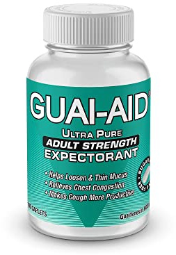 GUAI-AID 100 600mg Guaifenesin Caplets “for All-Day Everyday Mucus Relief” Controls phlegm, Cough, Chest Congestion, colds & flu.