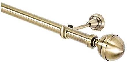 MDEKOR Gardinenstange gold 320 cm lang 1 läufig | Gardinenstangenset aus Metall Antik-Gold Gardinenstangen Ø 25 mm Wandbefestigung