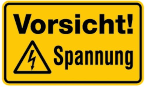 Schild Kunststoff Vorsicht! Spannung 120 x 200 mm (Lebensgefahr, Strom, Warnschild) praxisbewährt, wetterfest