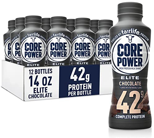 Core Power Elite High Protein Shake, Chocolate, 42g Bottle, 14oz, 12 Pack