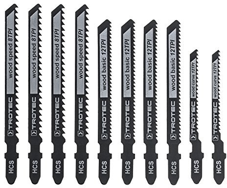 TROTEC Lot de 10 lames de scie sauteuse pour bois