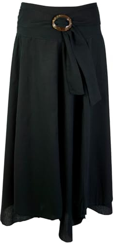 Guru-Shop, Boho Chic con Falda Hebilla de Coco, Negro, Algodón, Tamaño:38, Faldas Largas