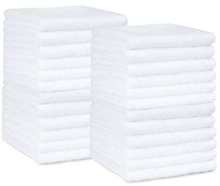 Amazon Basics Frottee-Waschlappen - Packung mit 60 Stück, Weiß, 30 x 30 cm, Schnell Trocknend, Wasserabsorbierend und in der Maschine waschbar