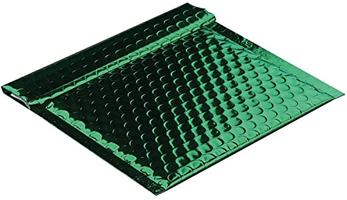 10 Stück, Farbige Luftpolstertaschen, 170 x 185 mm, Haftklebung mit Abziehstreifen, Gerade Klappe, 180 my Metallic Bubble Bags - Glossy, Ohne Fenster, Grün, Blanke Briefhüllen