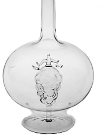 Oberstdorfer Glashütte Flasche runde Glaskaraffe klare befülbare Karaffe mit Trauben innen mundgeblasen Inhalt 0,5 Liter Höhe 30 cm