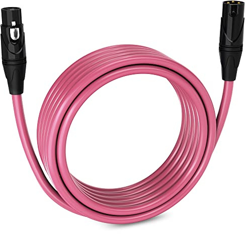 LyxPro Balanced XLR Cable 6.1m Premium Series Professional Microphone Cable, Powered Speakers and Other Pro Devices Cable, Pink