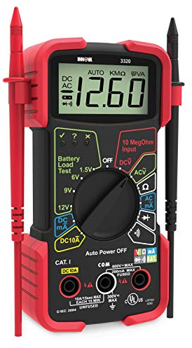 INNOVA 3320 Auto-Ranging Digital Multimeter, Red & Black