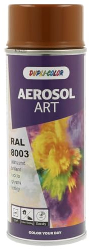 DUPLI-COLOR AEROSOL ART RAL 8003 lehmbraun glänzend 400 ml, Spraylack für vielseitigen Einsatz, schnelltrocknend, hohe Deckkraft, für Innen- und Außenbereiche geeignet